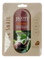 JIGOTT REAL AMPOULE MASK BLACK SNAIL Тканевая маска для лица с муцином черной улитки