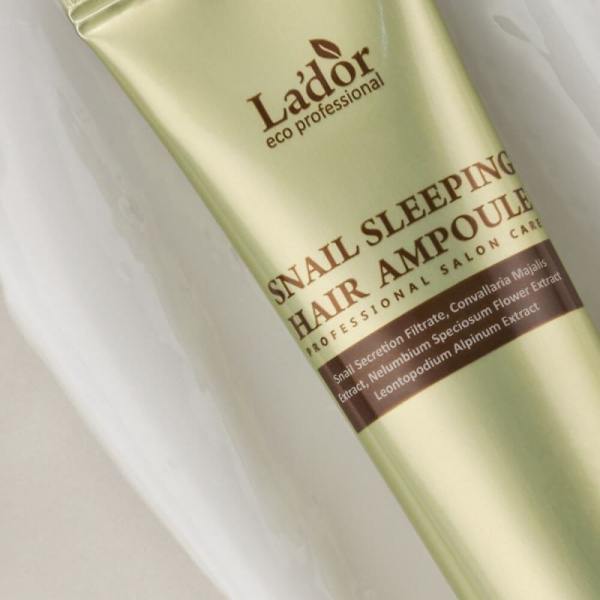 LADOR SNAIL SLEEPING HAIR AMPOULE Ночная восстанавливающая сыворотка для волос с муцином улитки 